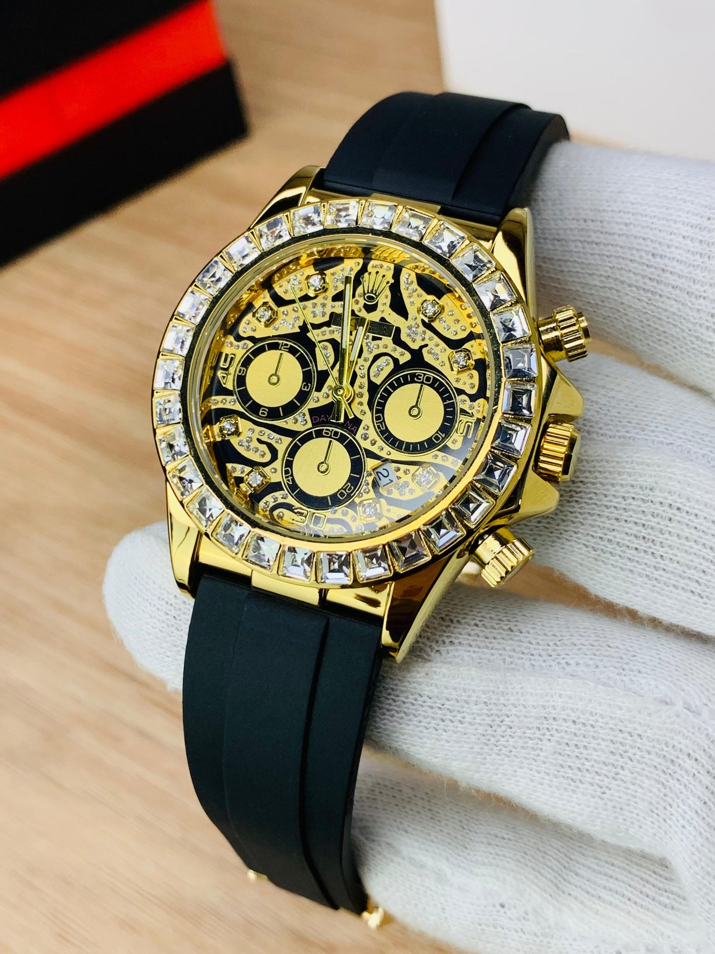 Stone Studded Strap Model (Gold Dial)