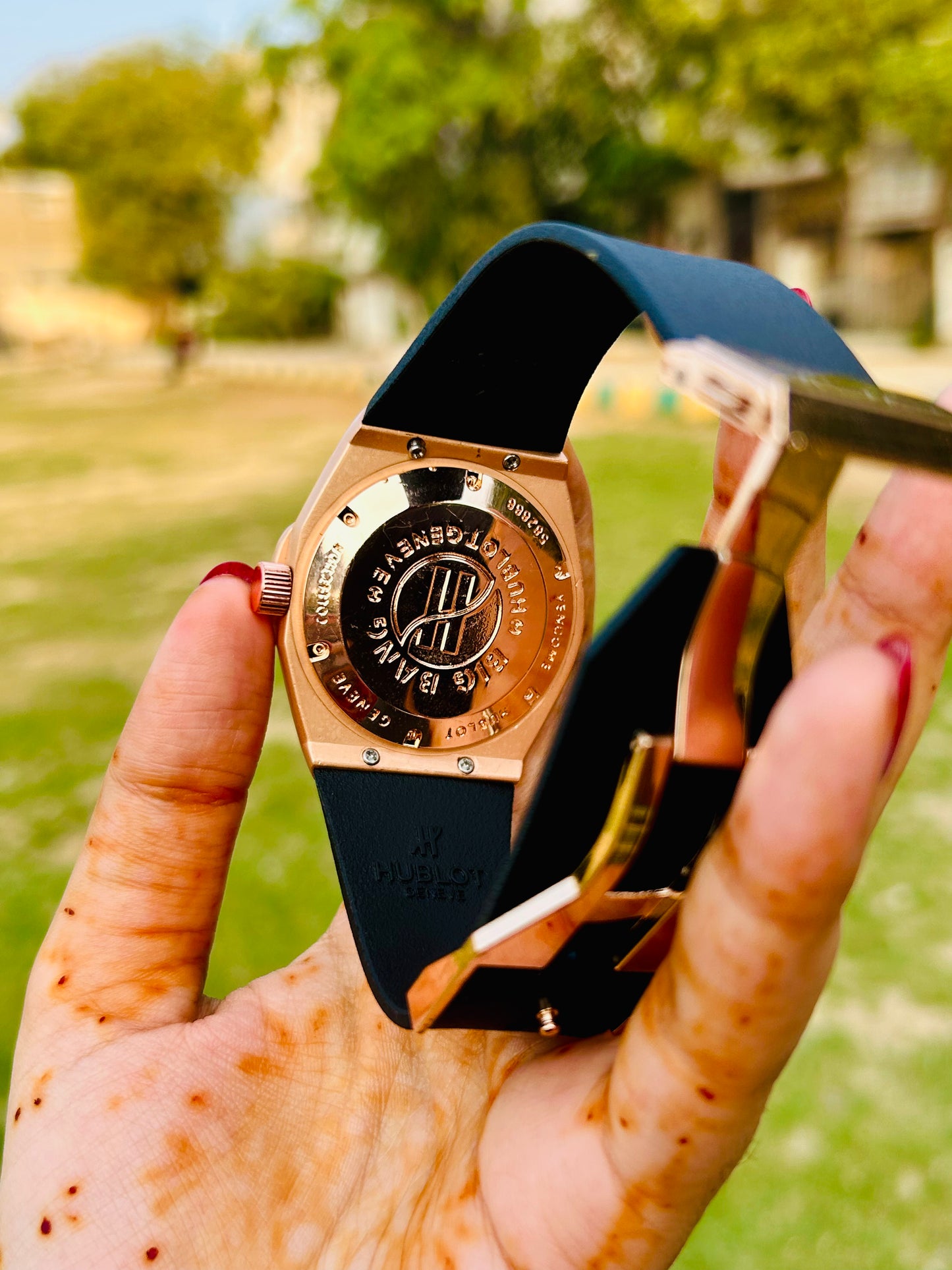 Strap HB Skeleton Diamond Cut | Date Adjustment (Rose Gold Black)