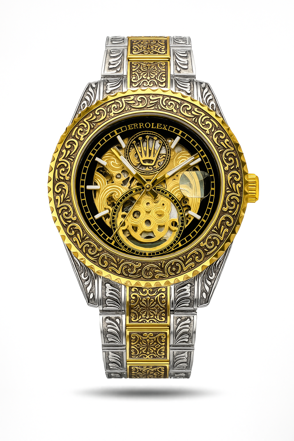 Engraved Skeleton Model With Date (Two Tone Gold)