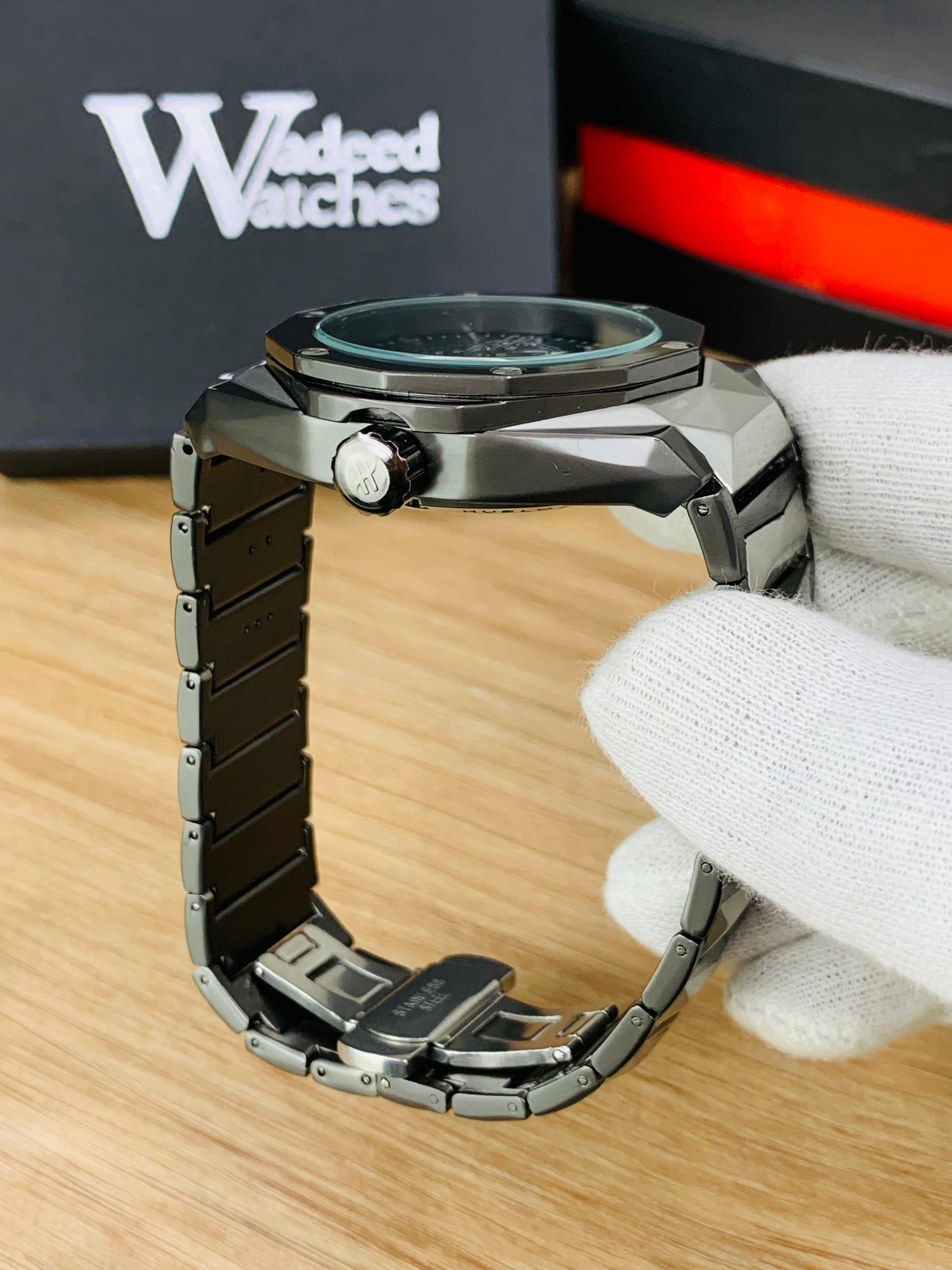 Steel Wave Fusion | Diamond Cut | Engraved Chain (Two Tone Black)