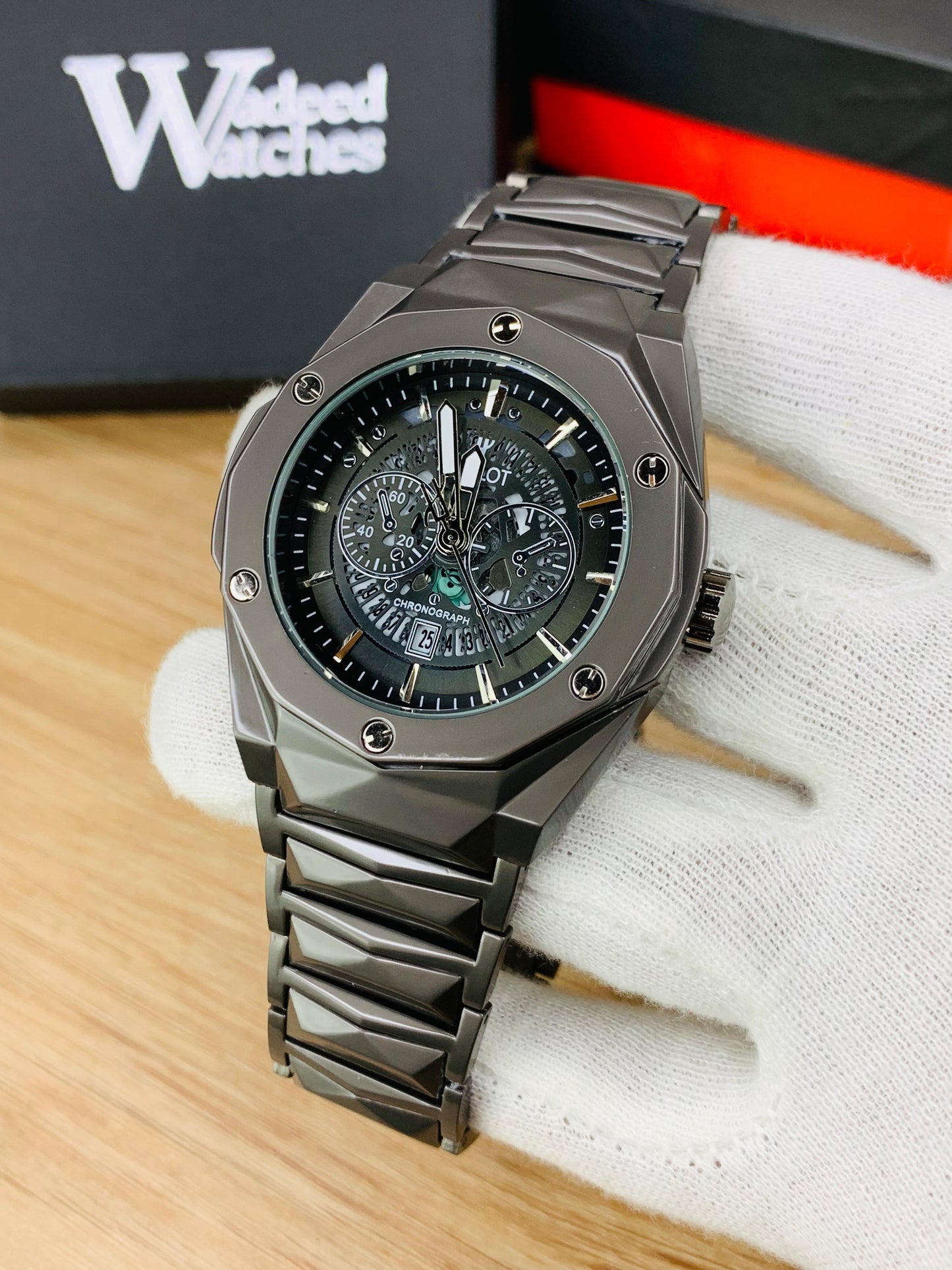 Steel Wave Fusion | Diamond Cut | Engraved Chain (Full Black)