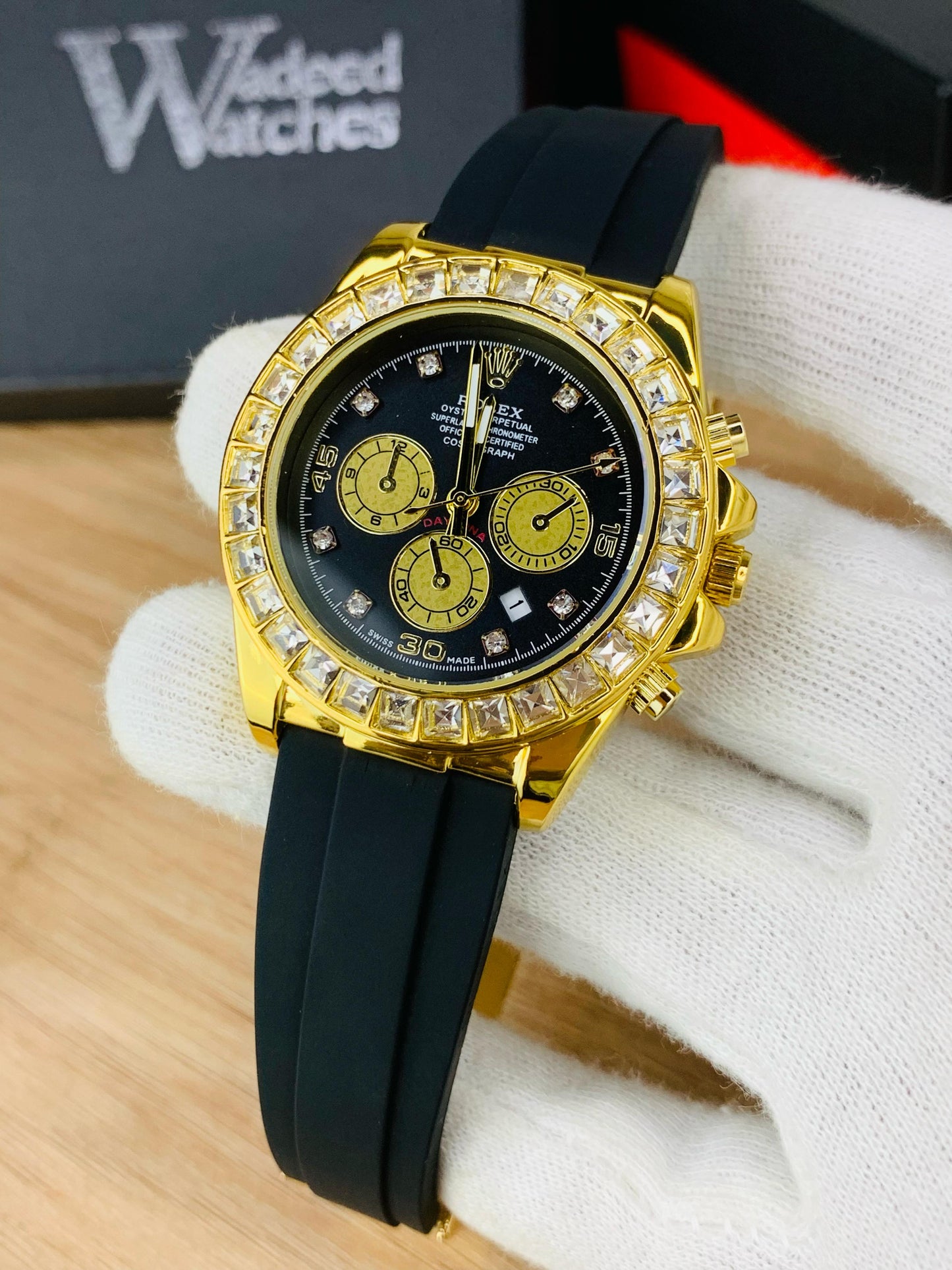 Stone Studded Strap Model (Black Dial)