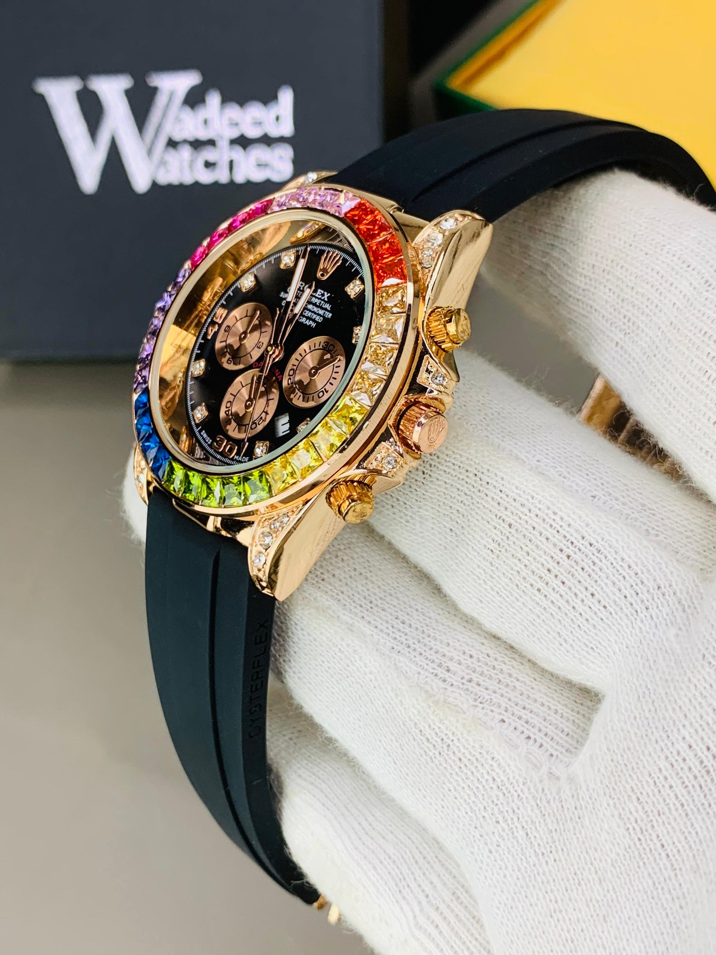 Rainbow Studded Dial | Date Adjustment (Rose Gold)