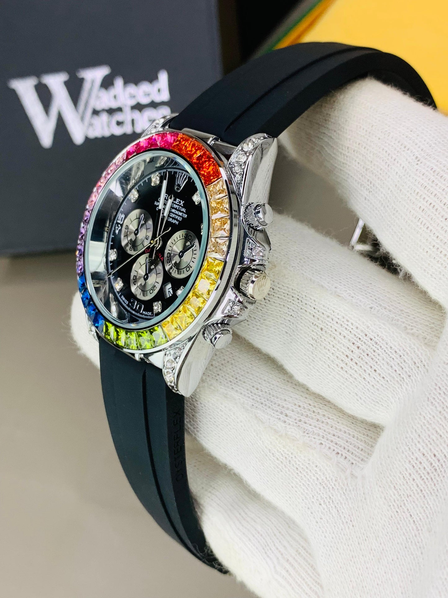Rainbow Studded Dial | Date Adjustment (Silver)