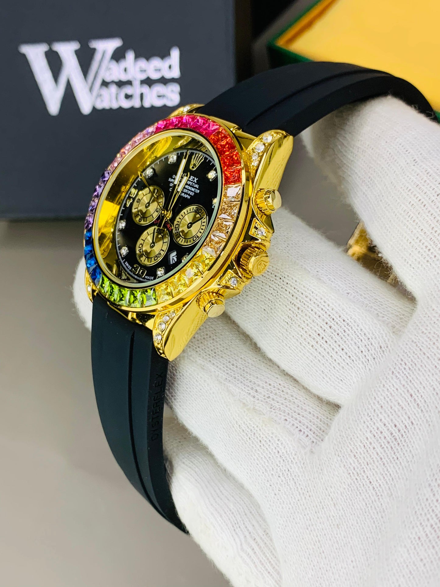 Rainbow Studded Dial | Date Adjustment (Gold)