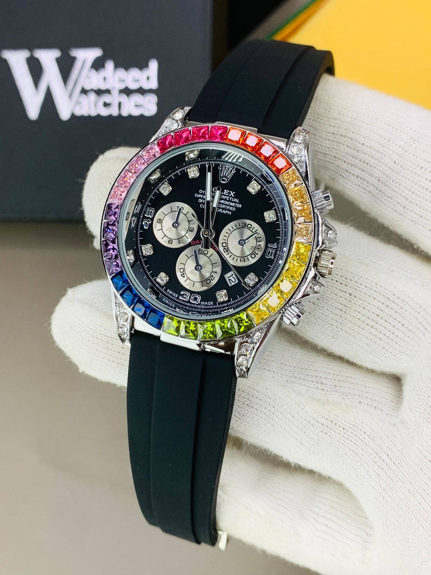 Rainbow Studded Dial | Date Adjustment (Silver)