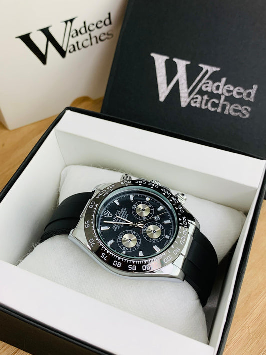 Business Watch For Men (Silver Black)