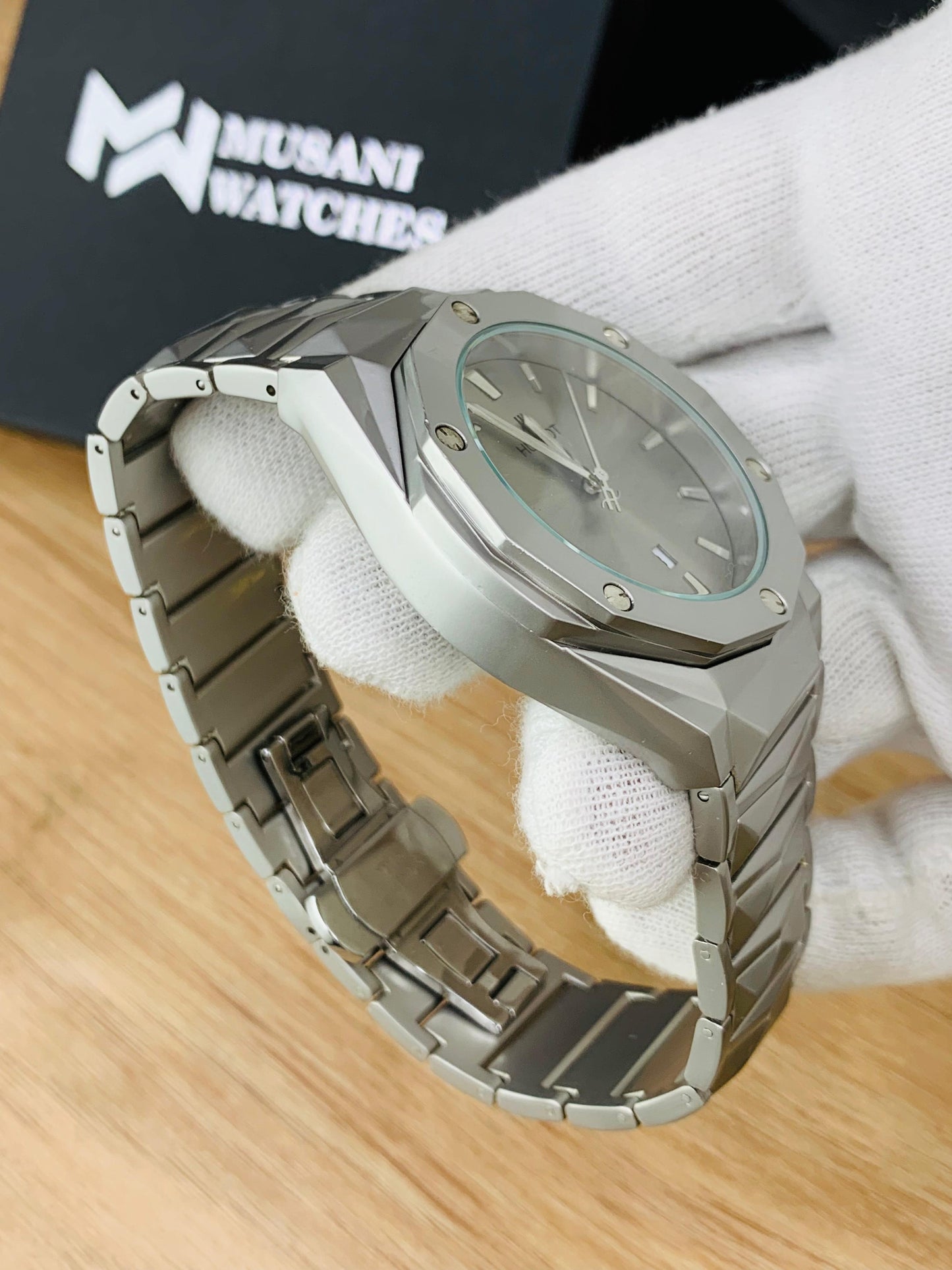 HB Diamond Cut With Date And Texture Chain(Silver)