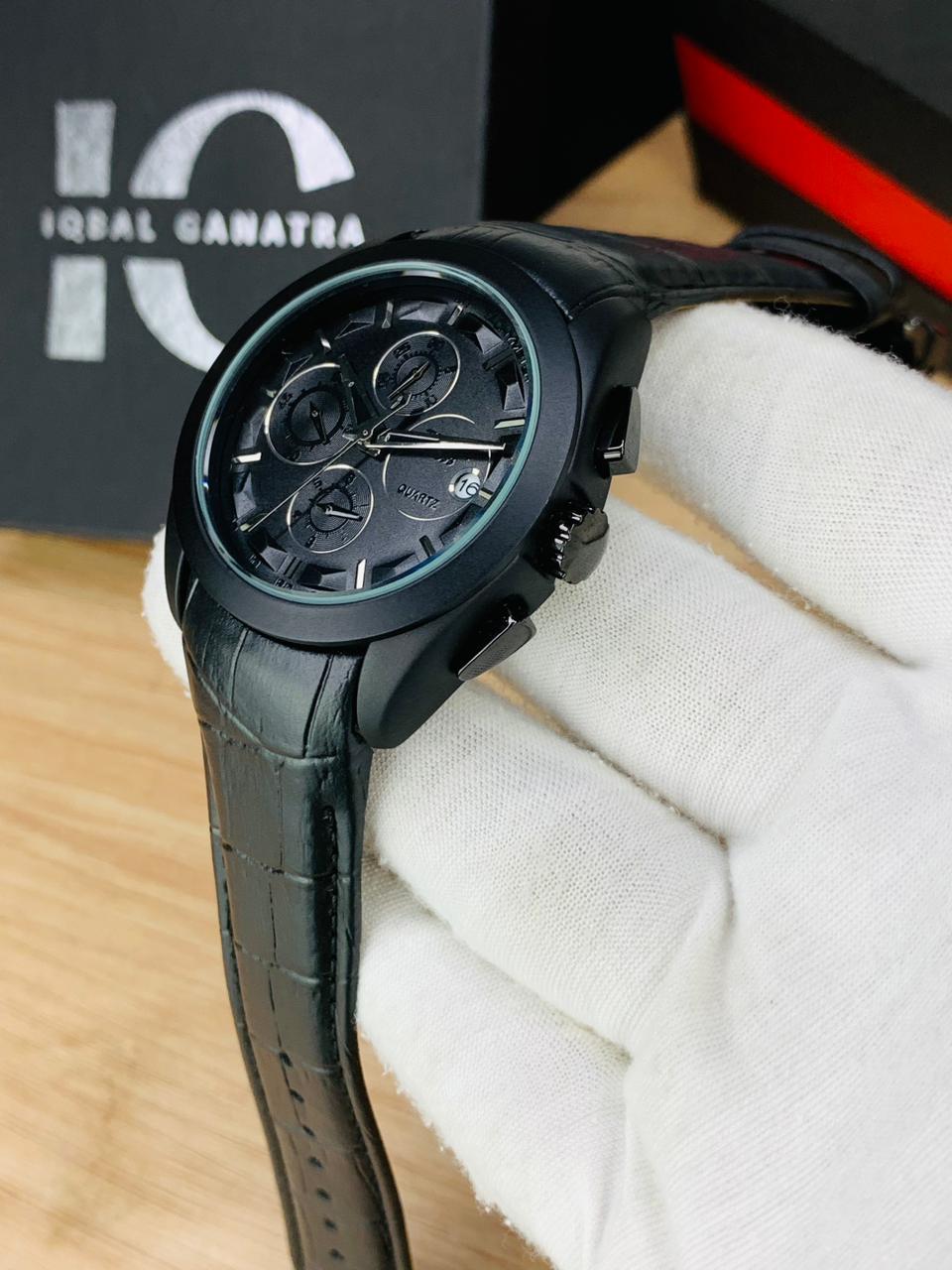 Black Aura Chronograph Watch With Date
