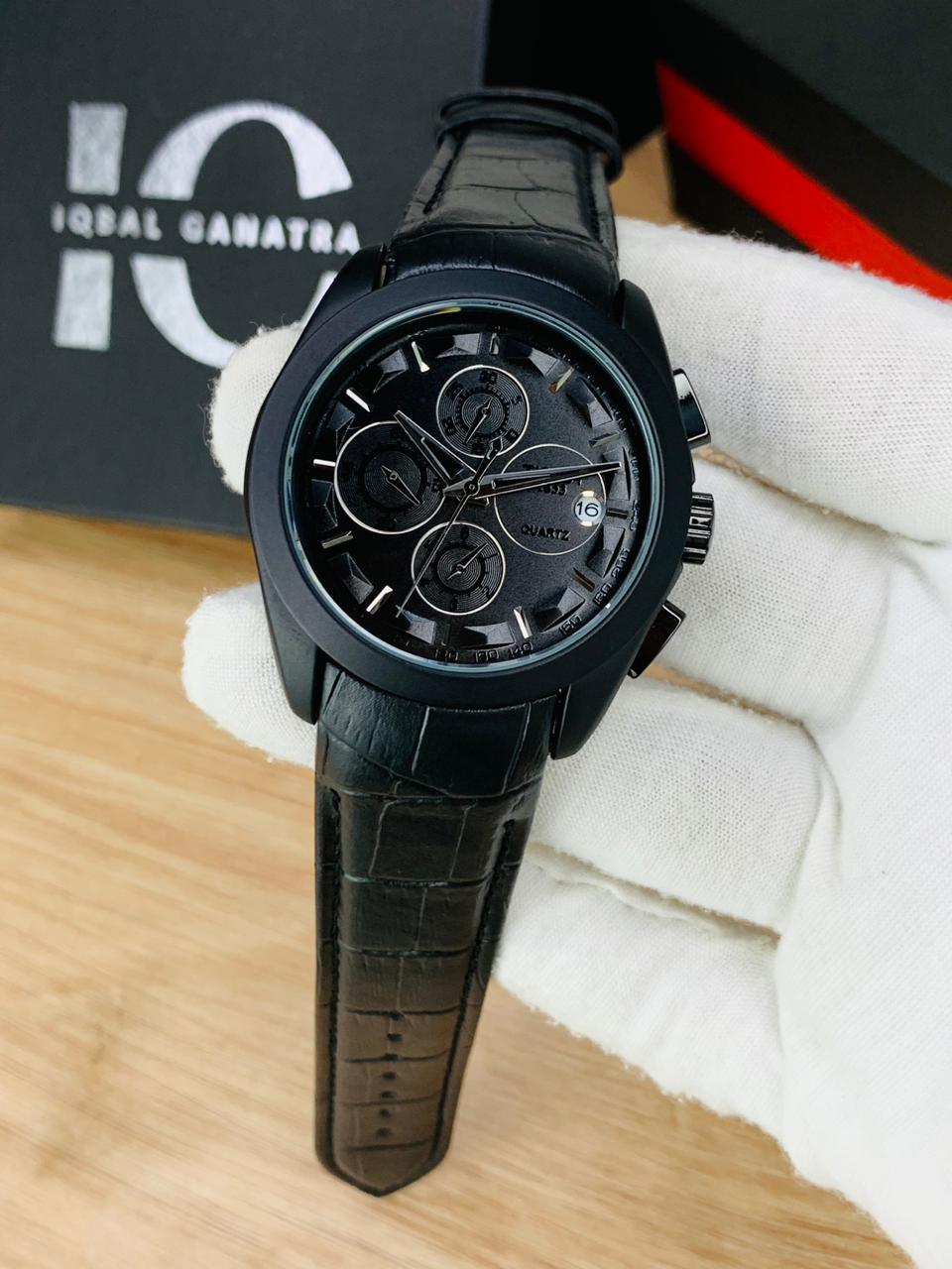 Black Aura Chronograph Watch With Date