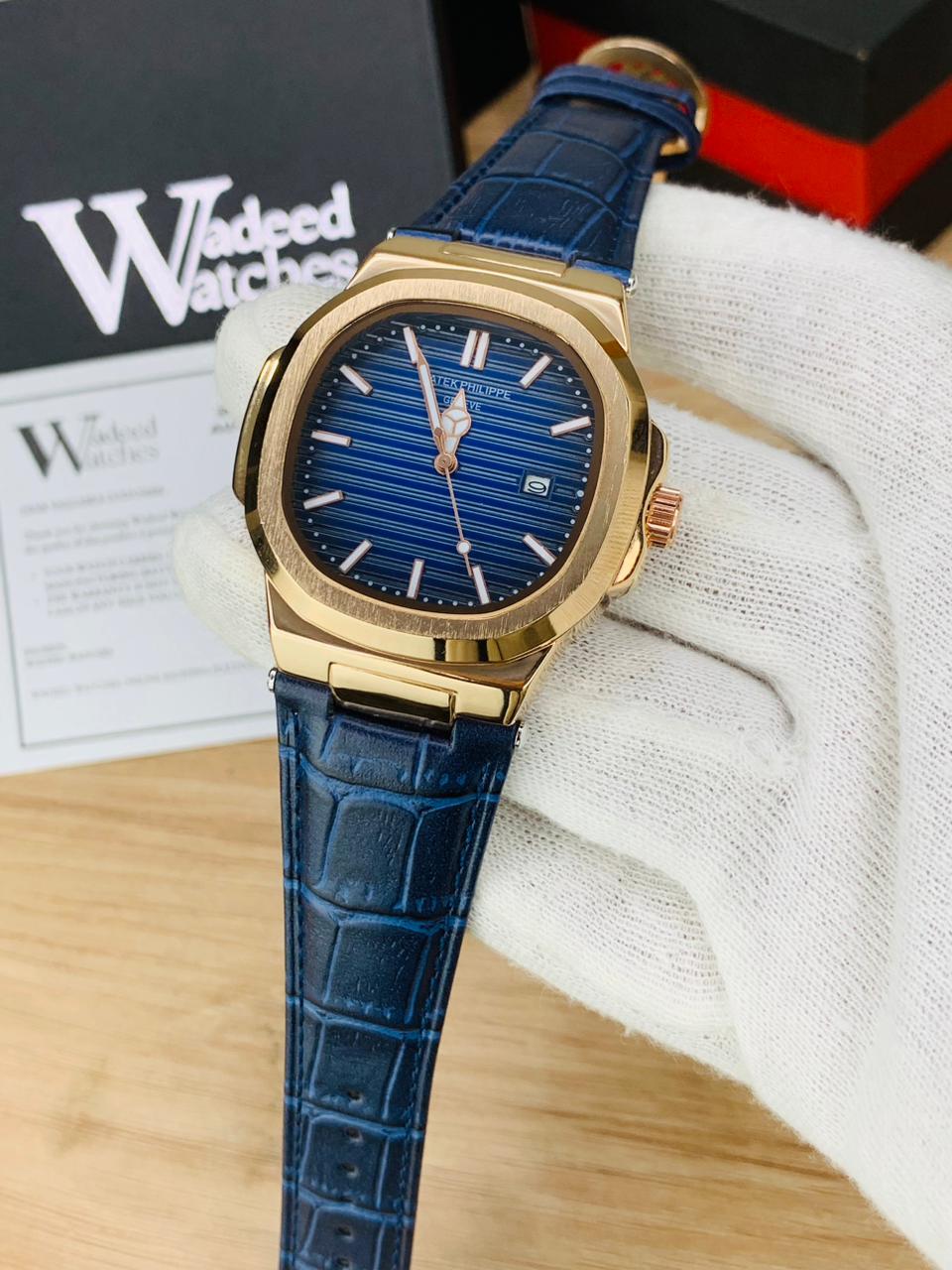 PP Leather Strap (Rose Gold Blue)
