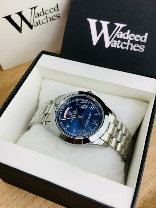 Roman Dial | Date and Date Working (Silver Blue)