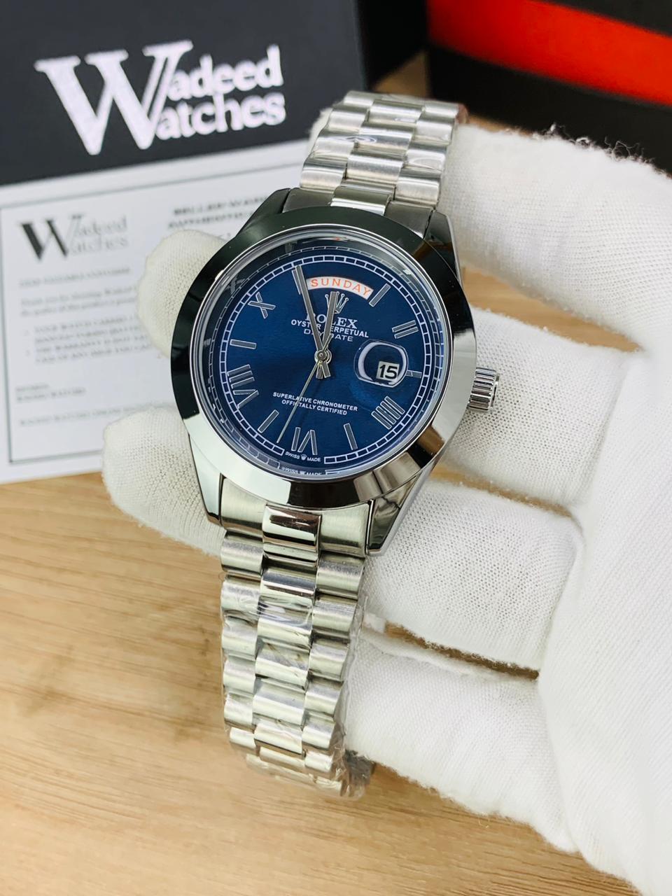 Roman Dial | Date and Date Working (Silver Blue)