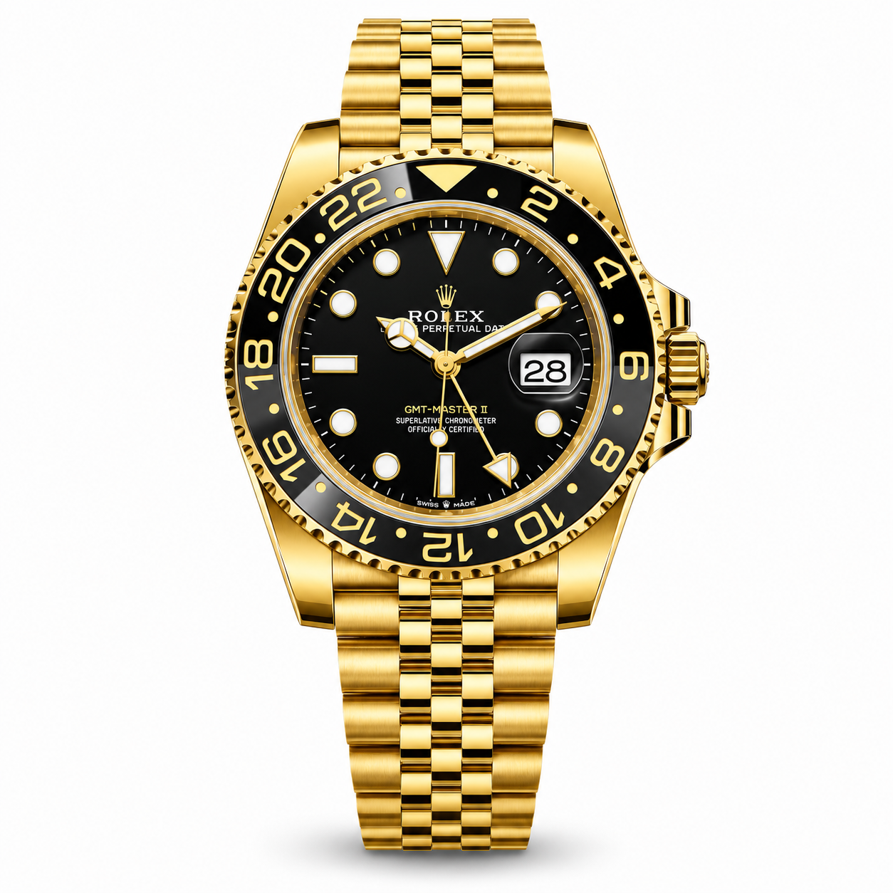 GMT Semi Auto Movement Jubilee Chain | Date Working (Gold Black)