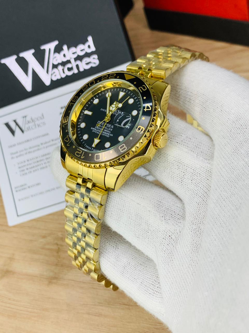 GMT Semi Auto Movement Jubilee Chain | Date Working (Gold Black)