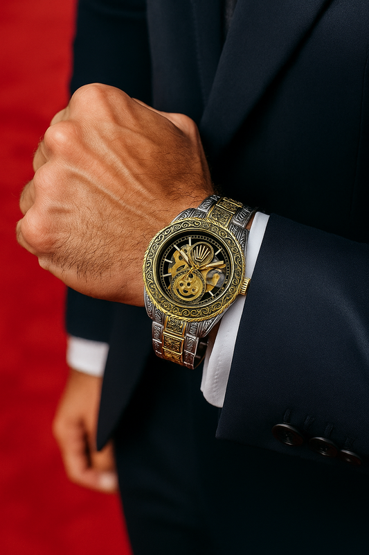 Skeleton Styled Engraved Model (Two Tone Gold)