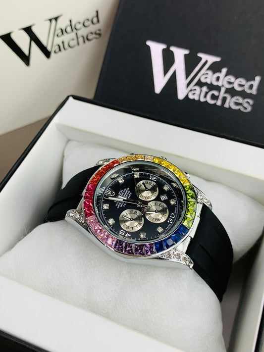 Rainbow Studded Dial | Date Adjustment (Silver)