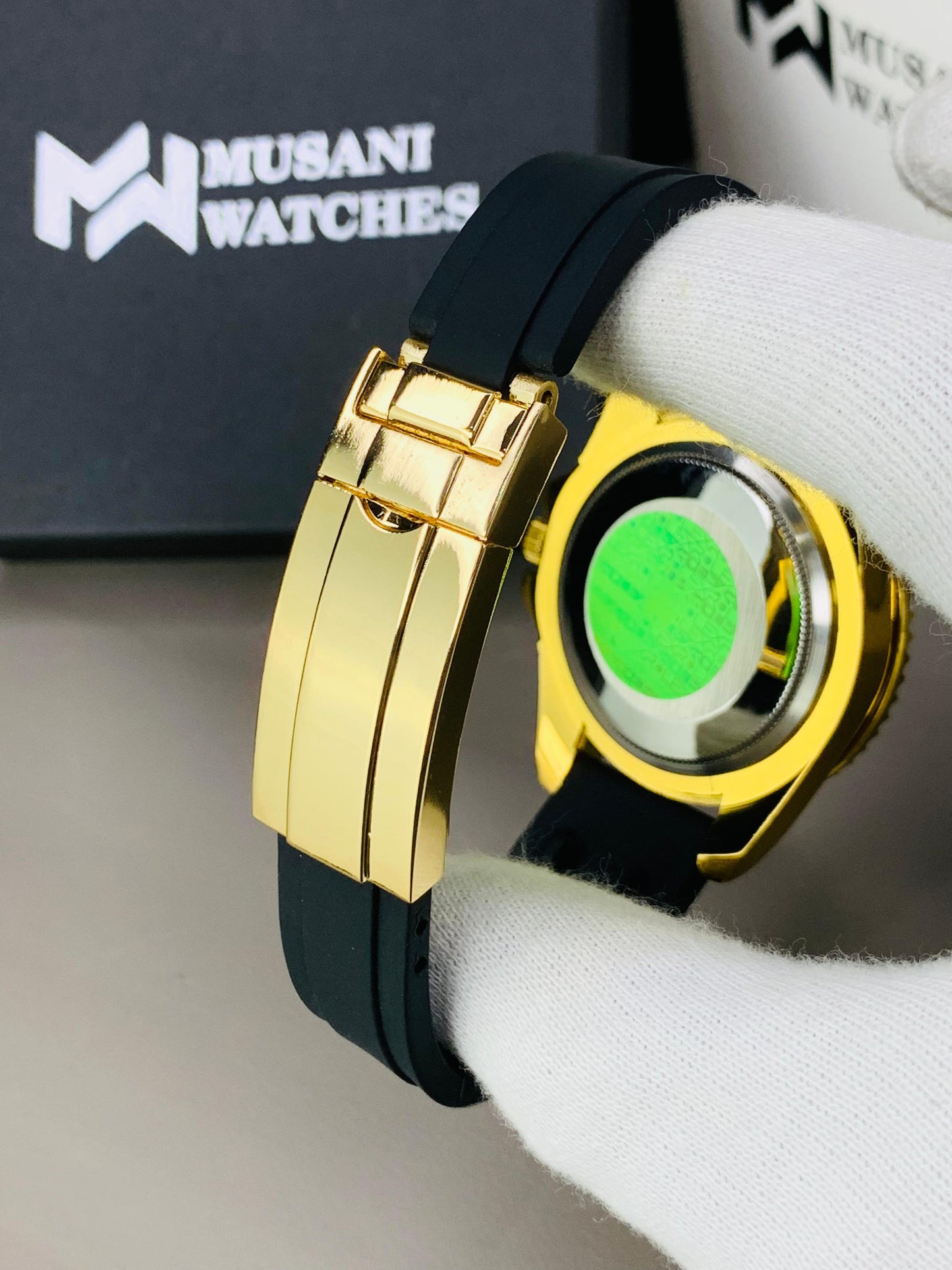 Gold Black Signature Watch For Men