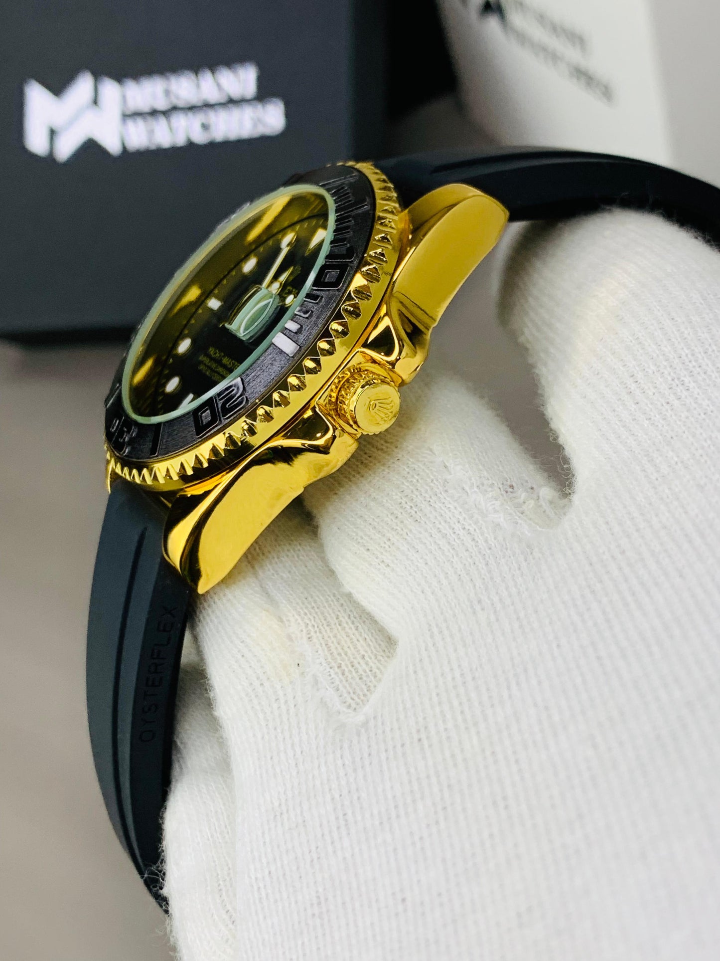 Gold Black Signature Watch For Men