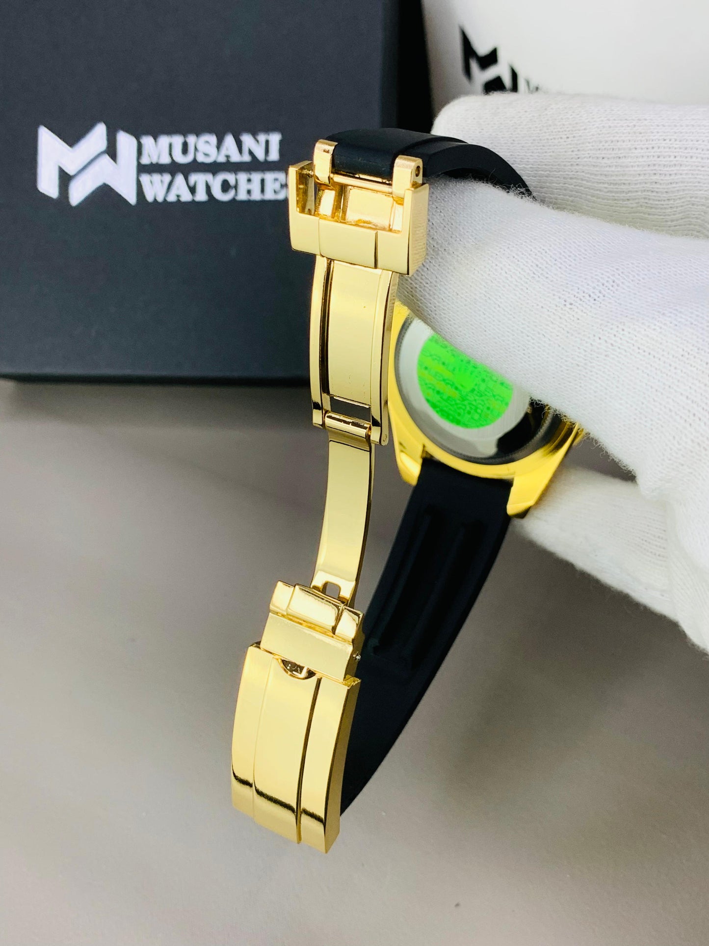 Gold Black Signature Watch For Men