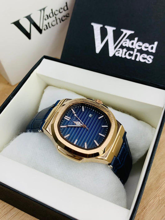 PP Leather Strap (Rose Gold Blue)