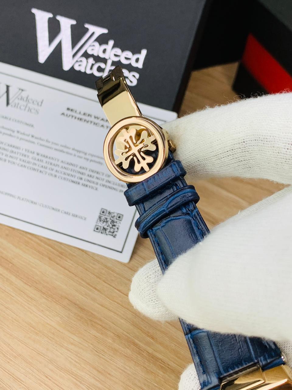PP Leather Strap (Rose Gold Blue)