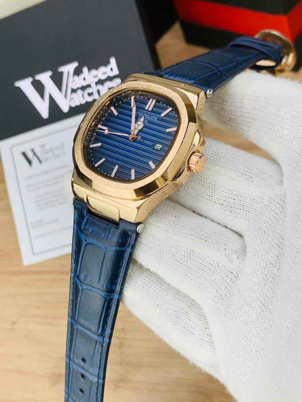 PP Leather Strap (Rose Gold Blue)