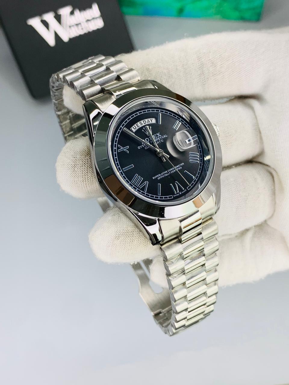 Roman Dial | Date and Date Working (Silver Black)