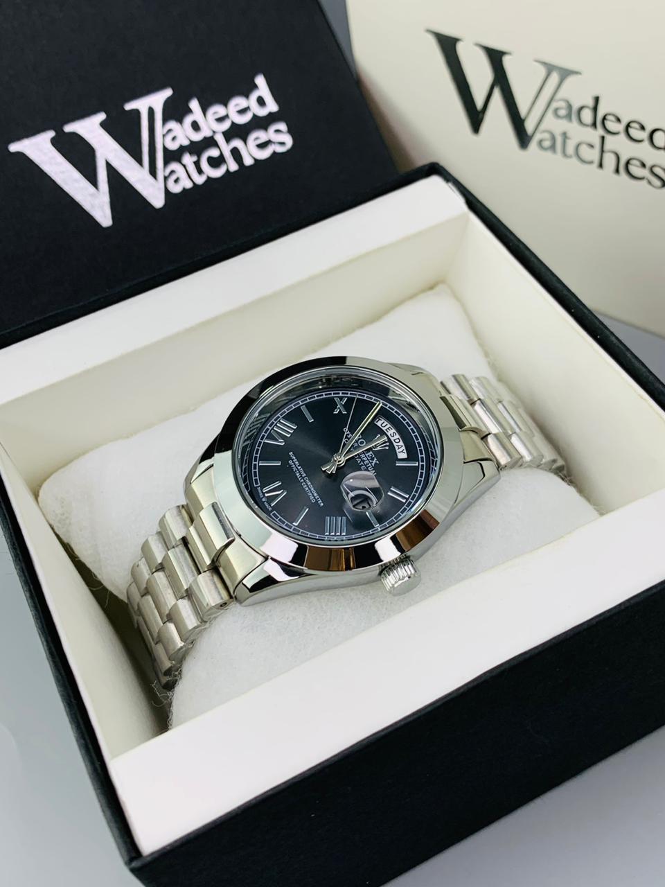 Roman Dial | Date and Date Working (Silver Black)