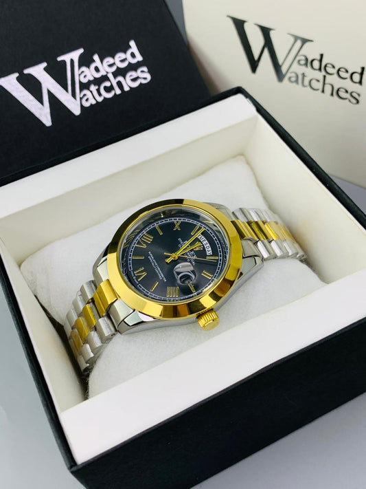 Roman Dial | Date and Date Working (Two Tone Black)