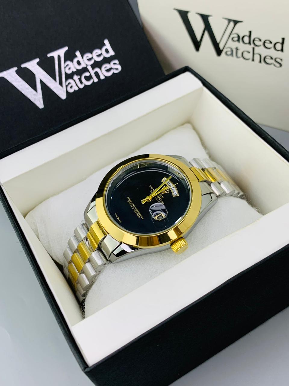 Luxury Plain Dial | Date and Date Working (Two Tone Black)