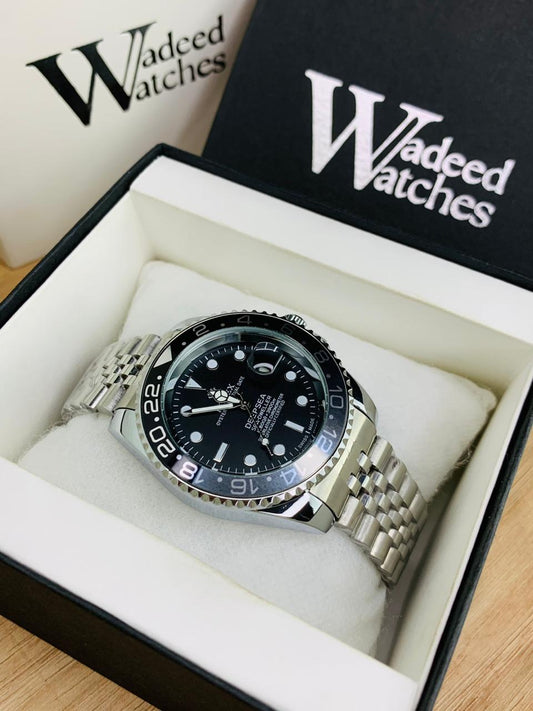 GMT Chain With Date | Jubilee Chain (Silver Black)