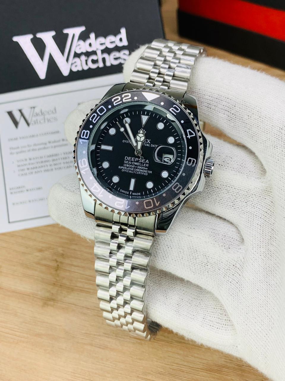 GMT Chain With Date | Jubilee Chain (Silver Black)