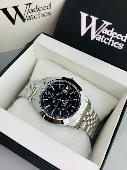 High Quality Skydweller Model | Jubilee Chain | Date Adjustment (Silver Black)