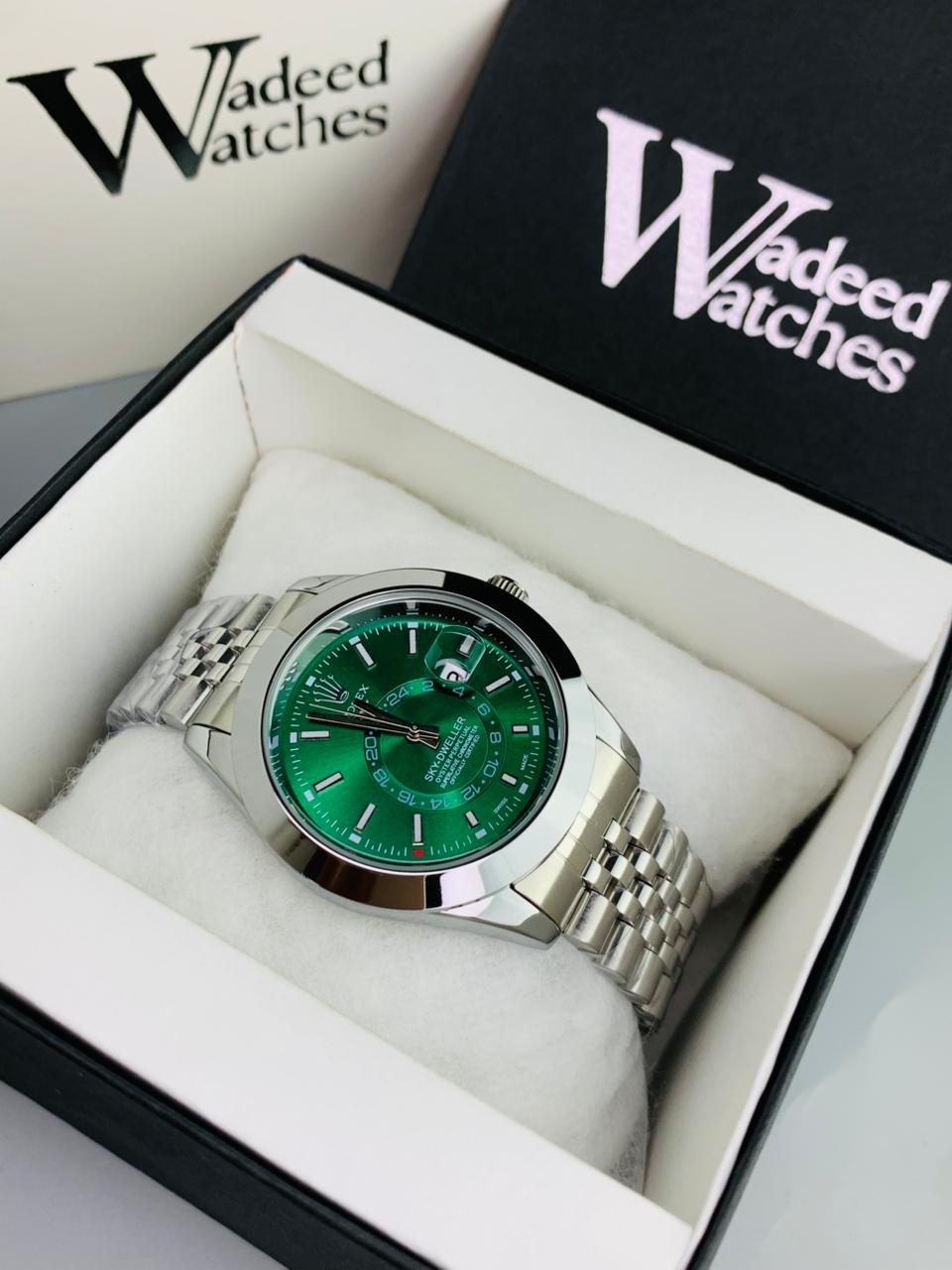 High Quality Skydweller Model | Jubilee Chain | Date Adjustment (Silver Green)