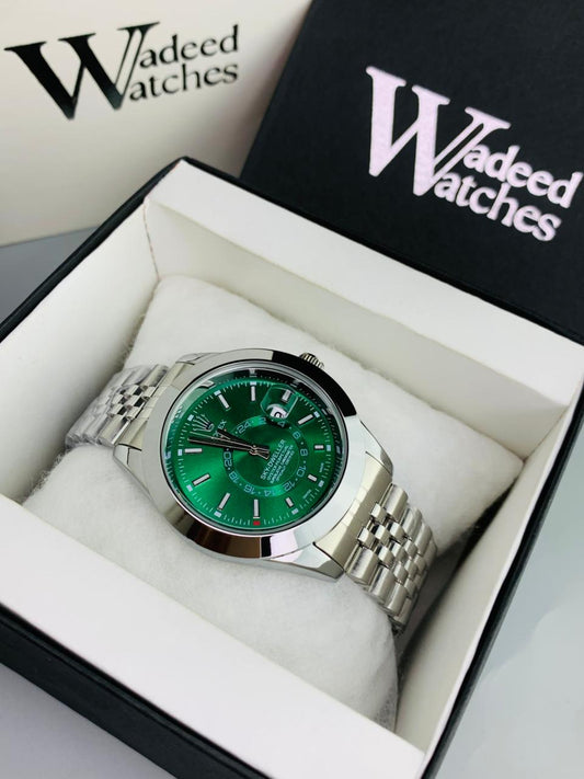 High Quality Skydweller Model | Jubilee Chain | Date Adjustment (Silver Green)