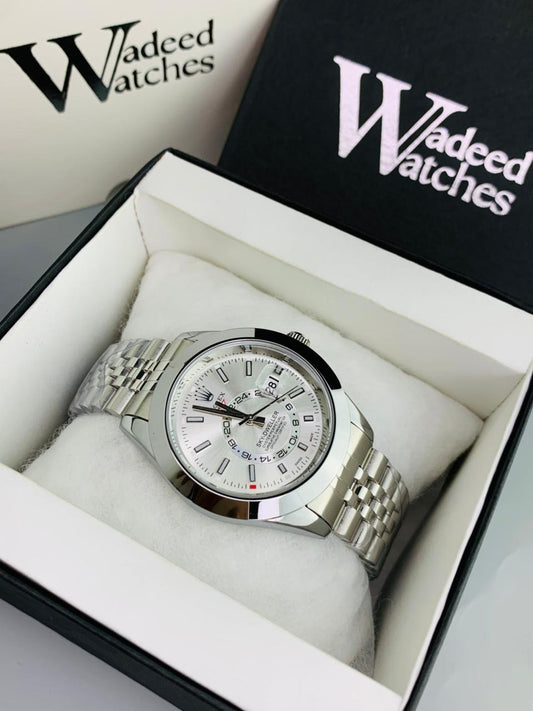 High Quality Skydweller Model | Jubilee Chain | Date Adjustment (Silver White)