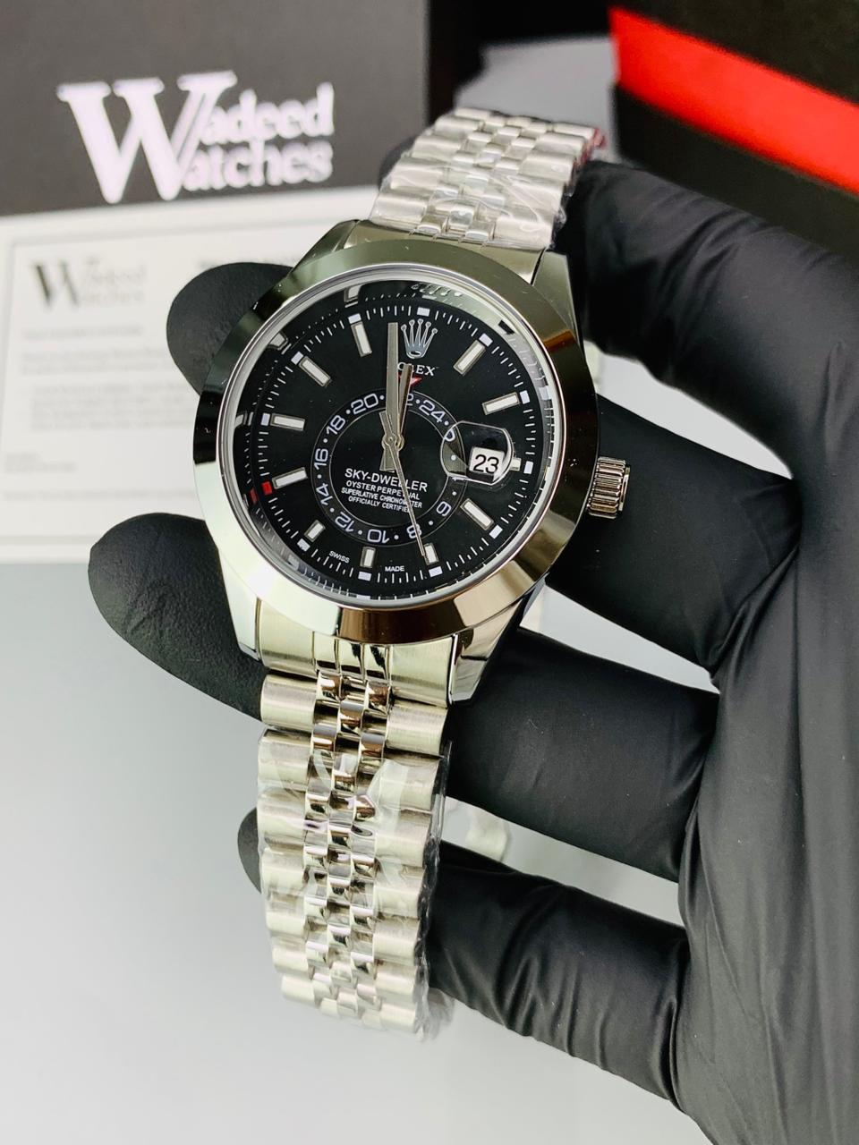 High Quality Skydweller Model | Jubilee Chain | Date Adjustment (Silver Black)