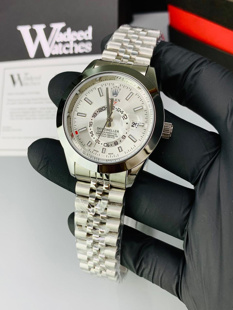 High Quality Skydweller Model | Jubilee Chain | Date Adjustment (Silver White)