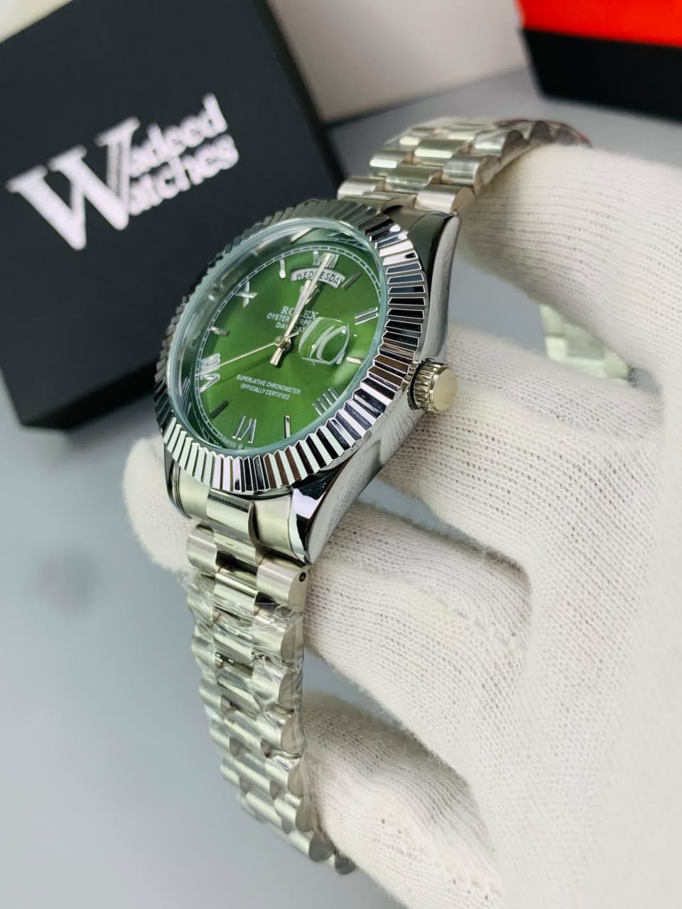 Rlx Fluted Bezel Day And Date Model (Green)