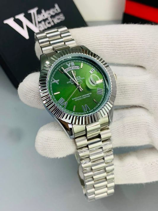 Rlx Fluted Bezel Day And Date Model (Green)