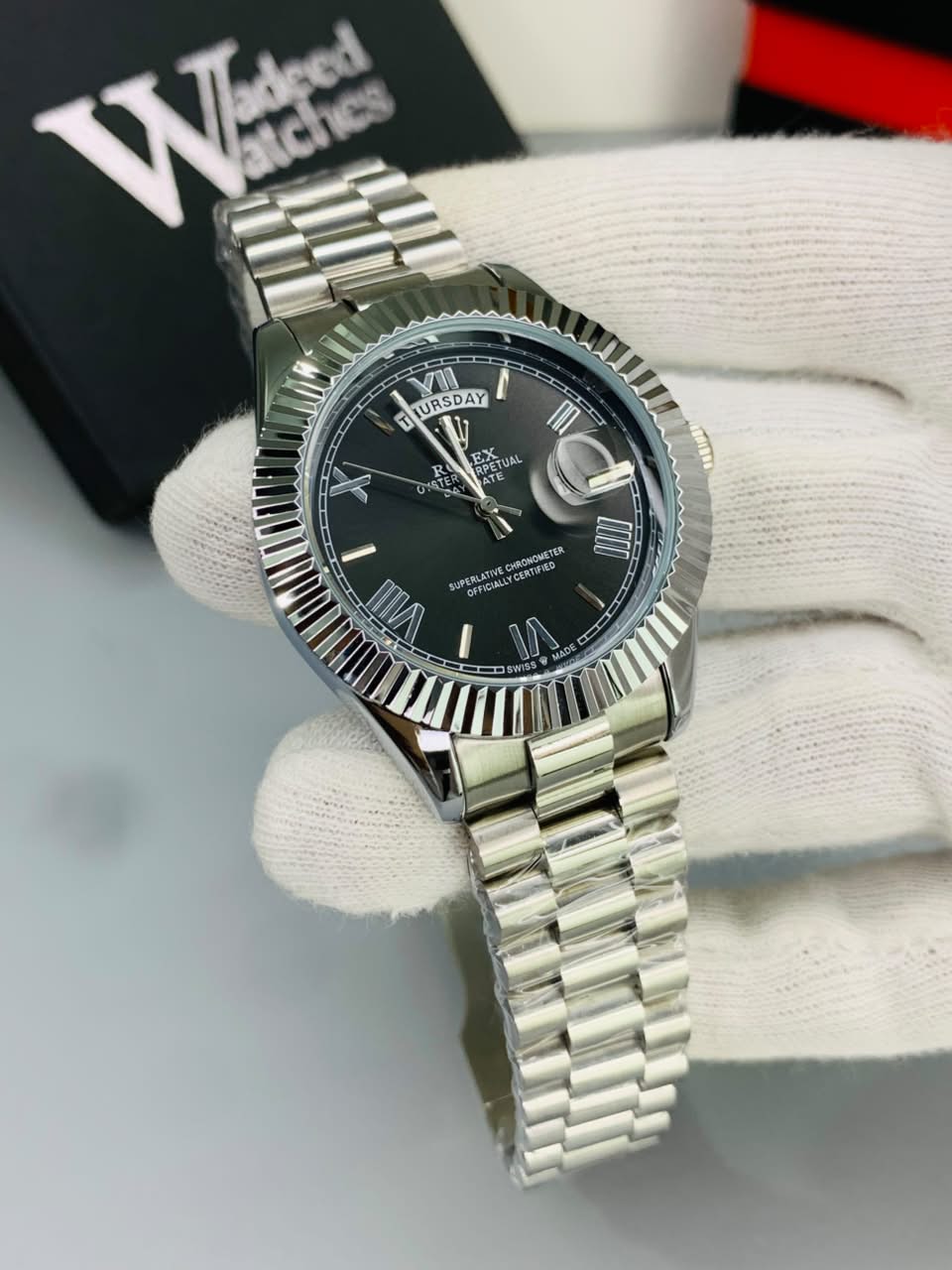 Rlx Fluted Bezel Day And Date Model (Black)