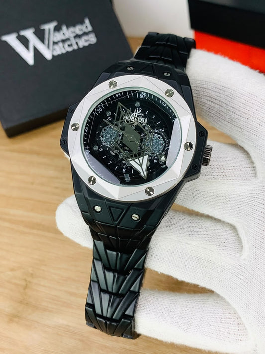 HB Sang Bleu | Black Chain Silver Bezel