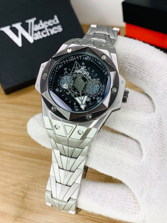 HB Sang Bleu | Silver Chain Black Bezel Black Dial