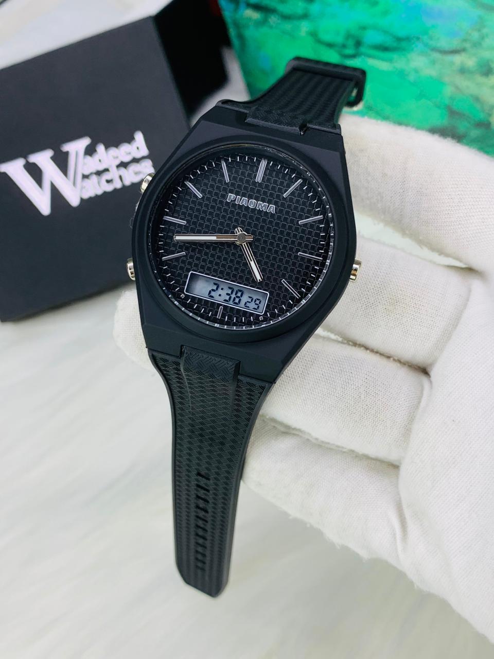 Original Piaoma Full Waterproof | Dual time (Texture Black)